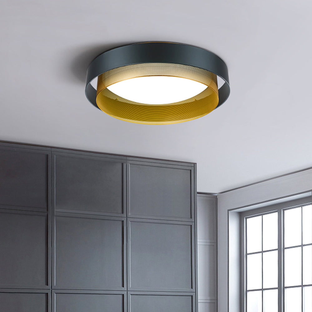 Fusoros Modern Ring Metal/ Flush Mount Ceiling Light, White/Black