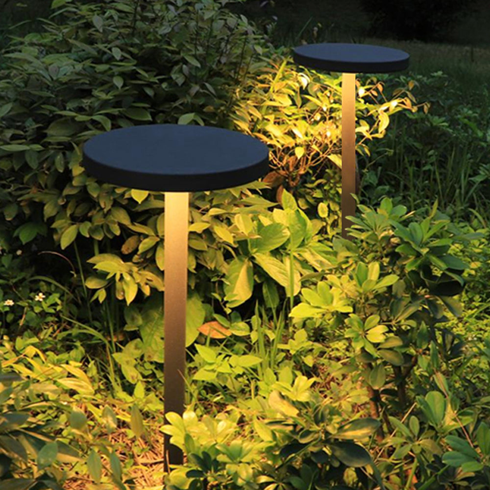 Maradek Modern Metal Disc Solar Outdoor Bollard Light, Black