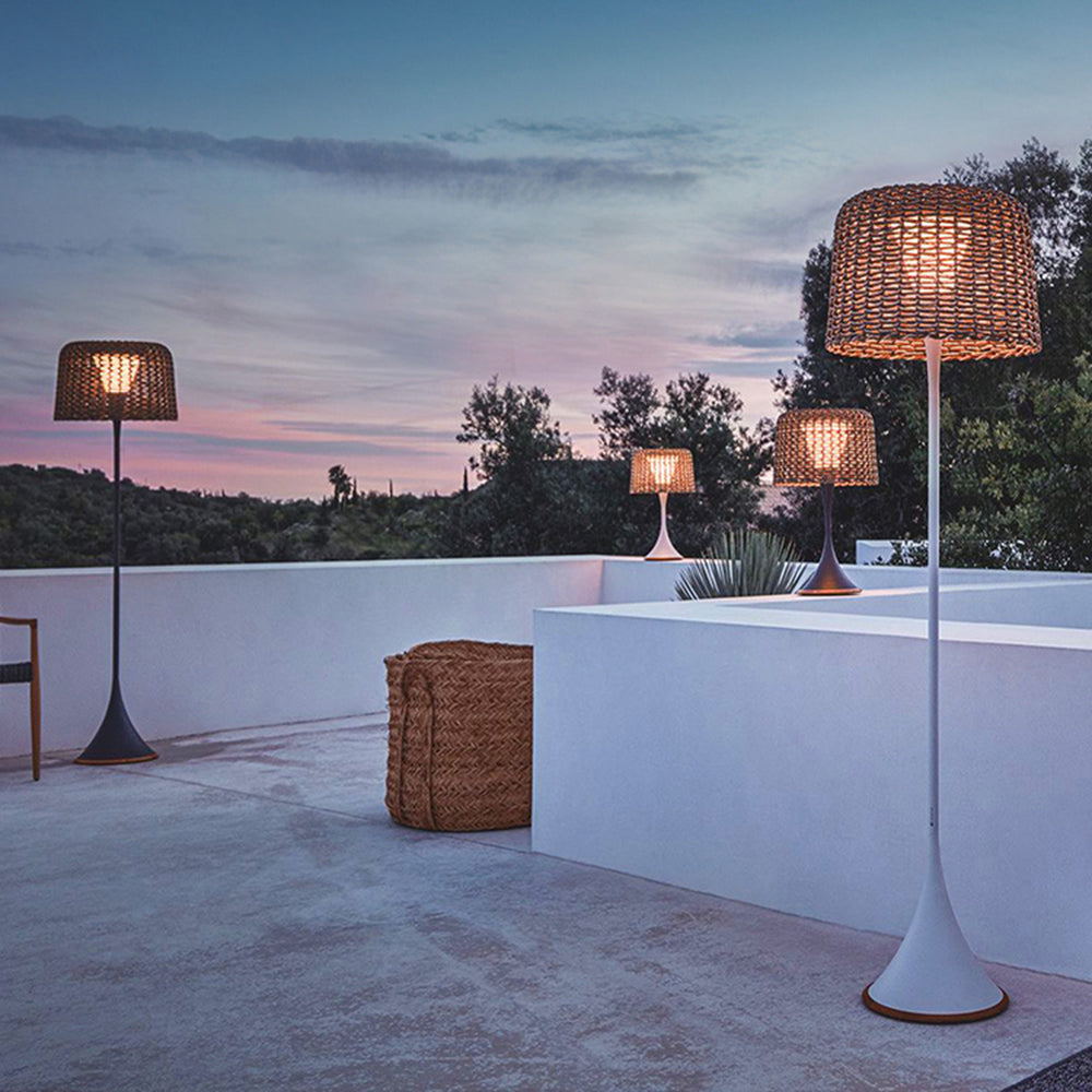 Govomed Waterproof Outdoor Floor Lamp, Rattan,Balcony/Terrace