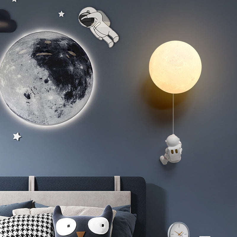 Dupivad Modern Moon LED Indoor Wall Lamp White Resin Kid's Room