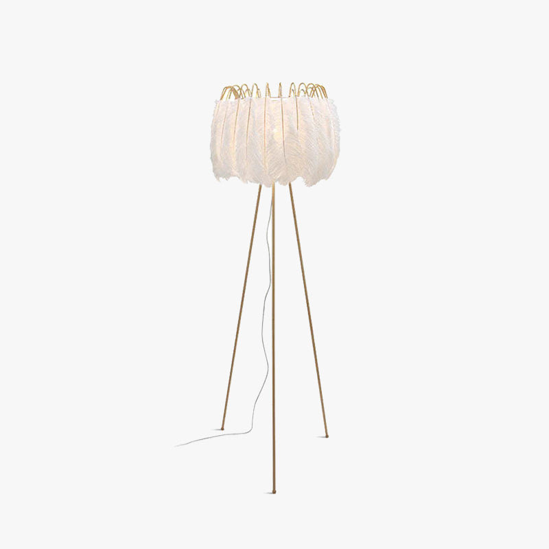 Wabonek Artistic Tripod Feather Floor Lamp, White