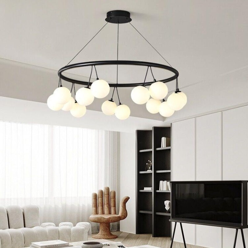 Damokuk Nordic LED Chandelier Black Metal/Glass Dining/Living Room/Bedroom