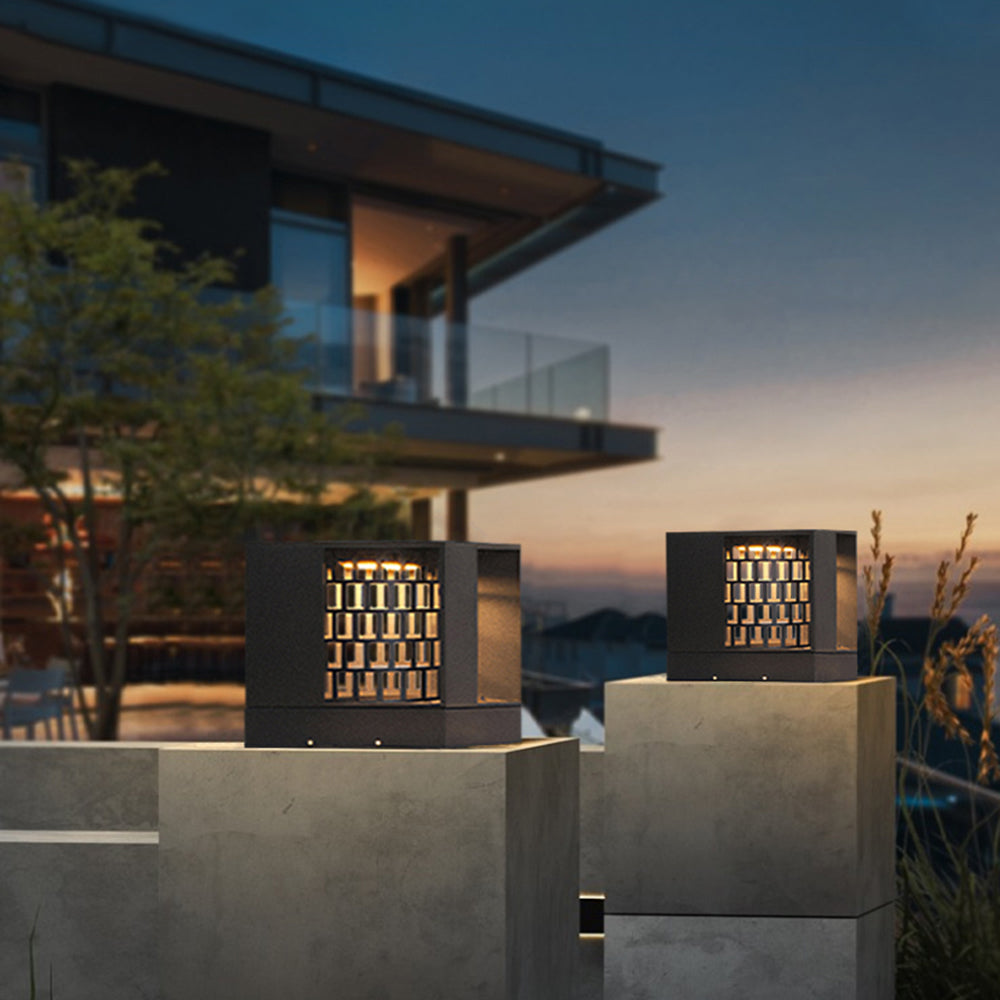 Hagisuk Modern Pattern Metal Outdoor Table Lamps, Black