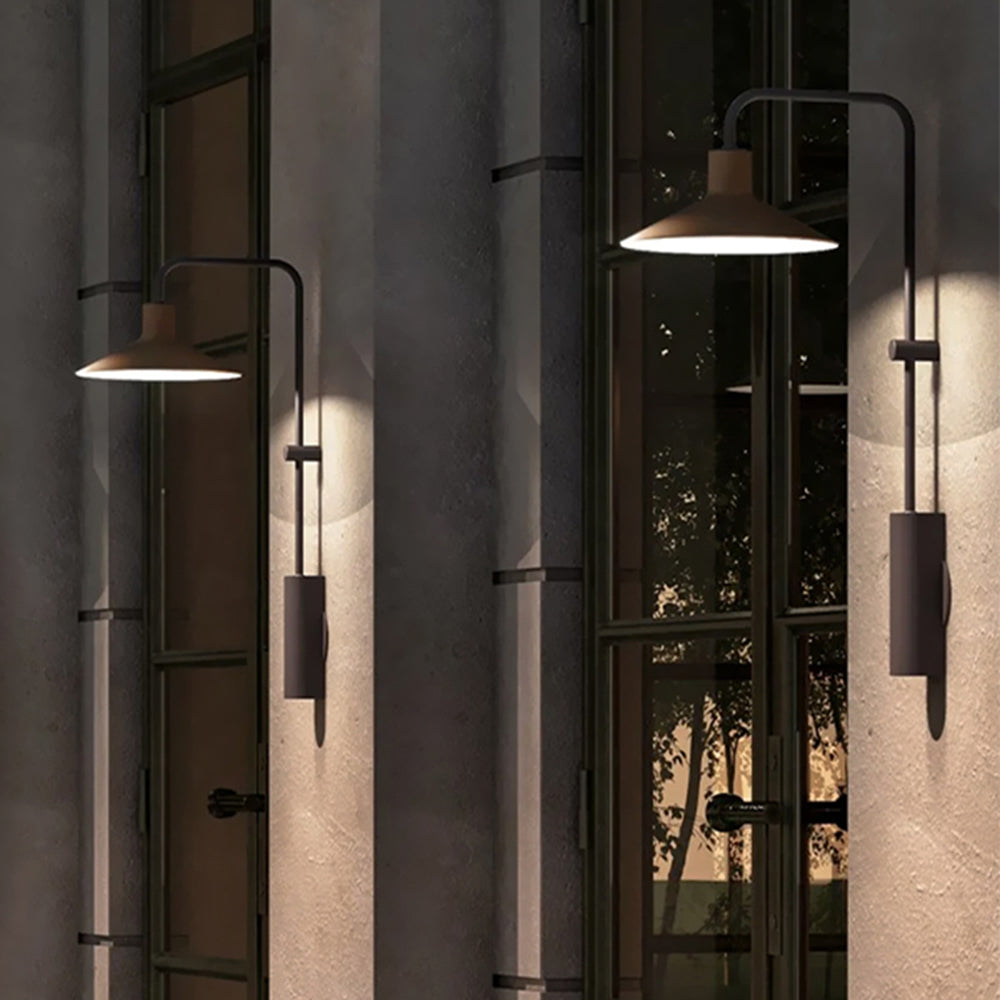 Fosabod Modern Minimalist Wide Cone Shape Metal Outdoor Waterproof Wall Lamp, Coffee/Green