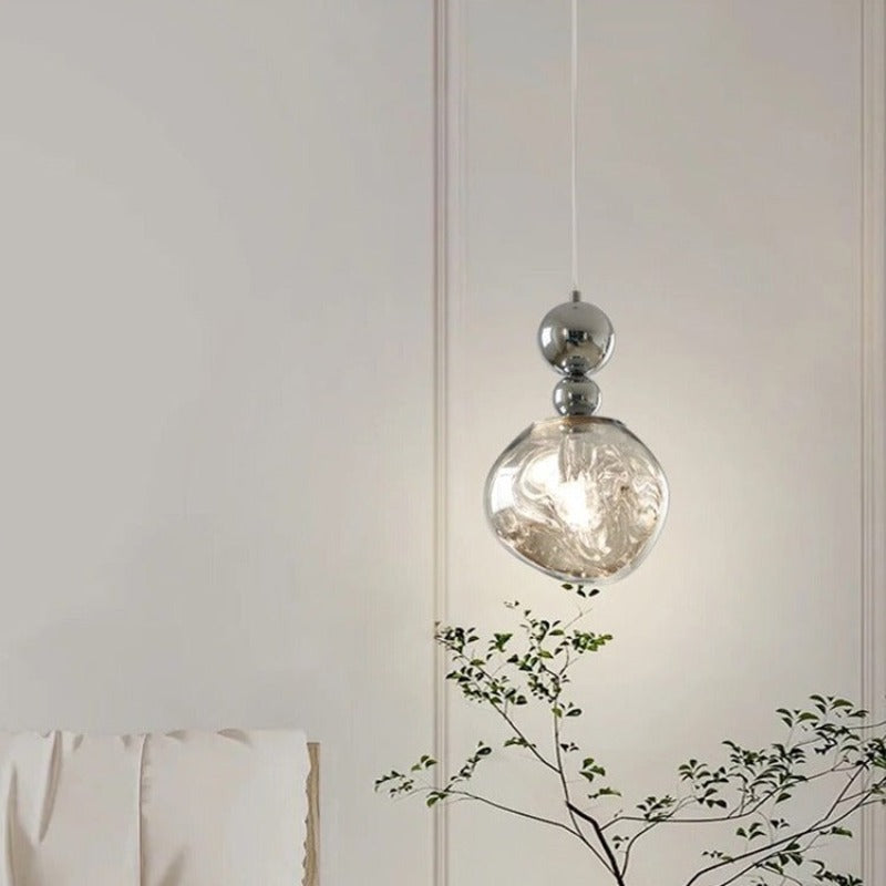 Pikadoke Retro LED Pendant Light Chrome Metal/ Bedroom