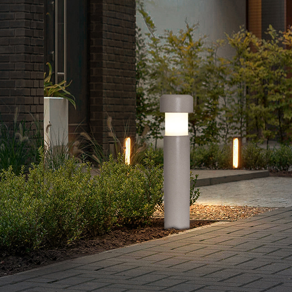 Kedegak Modern Metal Cylindrical Outdoor Path Light, Grey