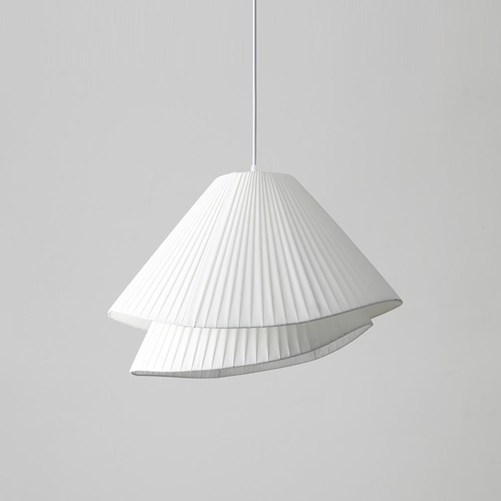 Libobir Minimalist Double Overlap Fabric LED Pendant Light, White