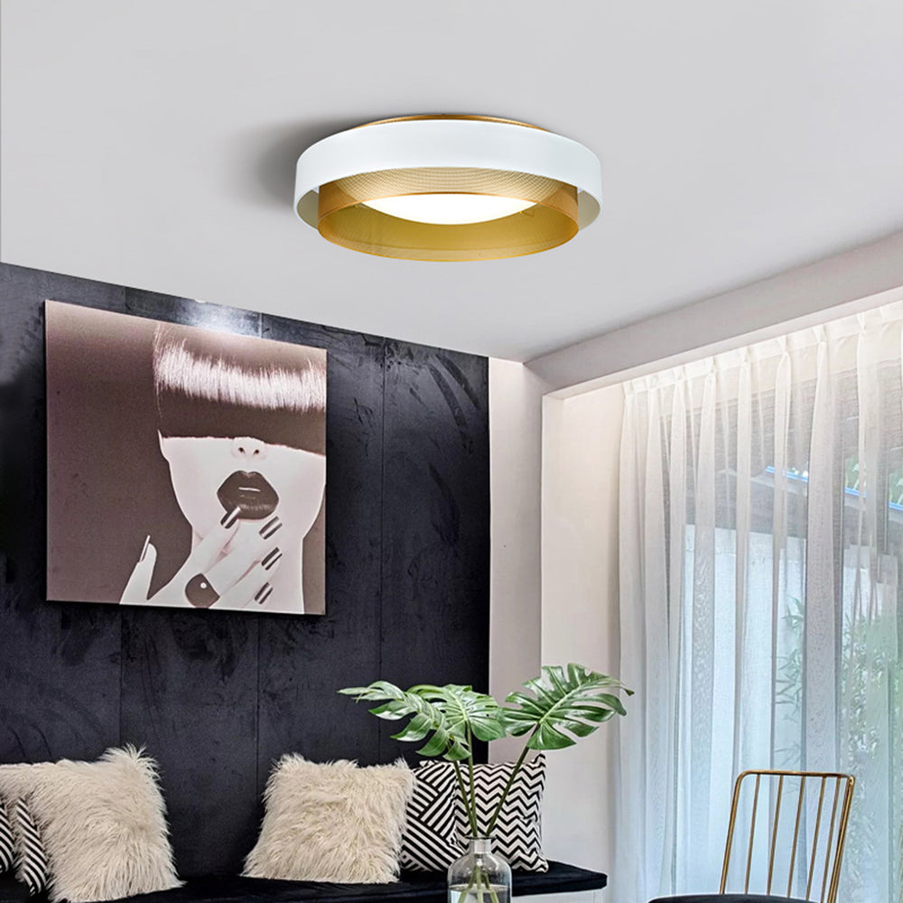 Fusoros Modern Ring Metal/ Flush Mount Ceiling Light, White/Black