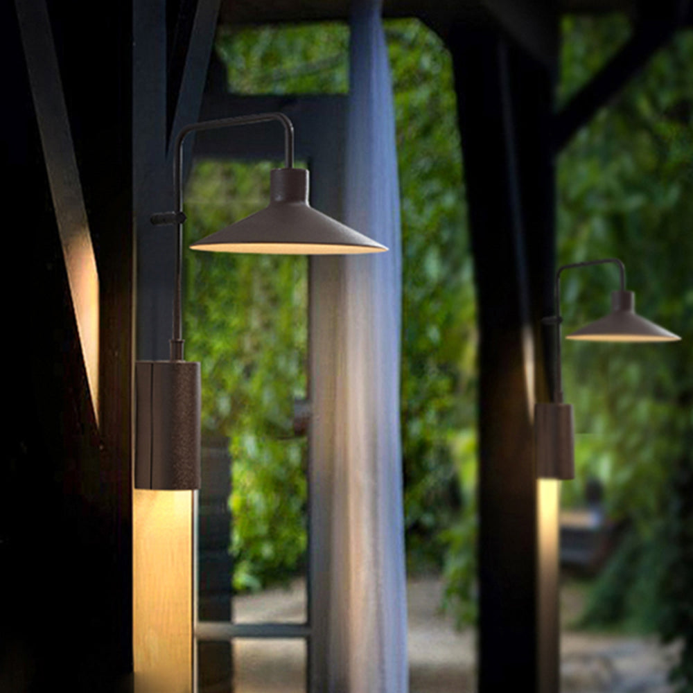 Fosabod Modern Minimalist Wide Cone Shape Metal Outdoor Waterproof Wall Lamp, Coffee/Green
