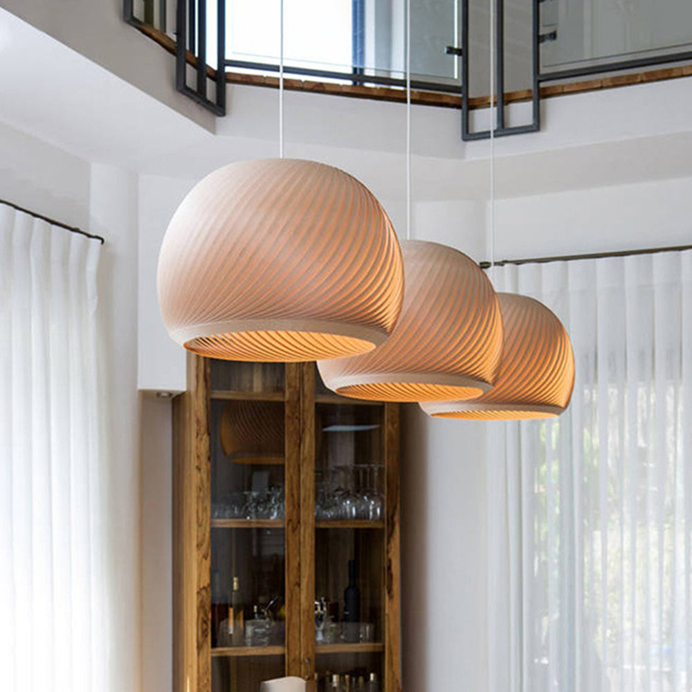Hutomod Farmhouse Semi Metal Pendant Light, Brown/Wood