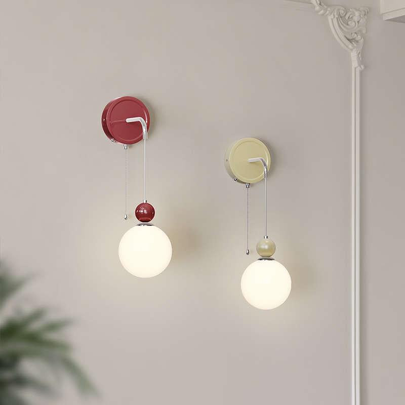 Murovud Modern LED Indoor Wall Lamp Red/Coffee Metal/Glass Bedroom