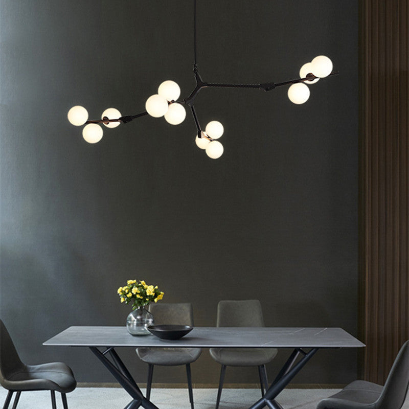 Holumam Modern LED chandelier Gold/Black Glass Living Room/Bedroom