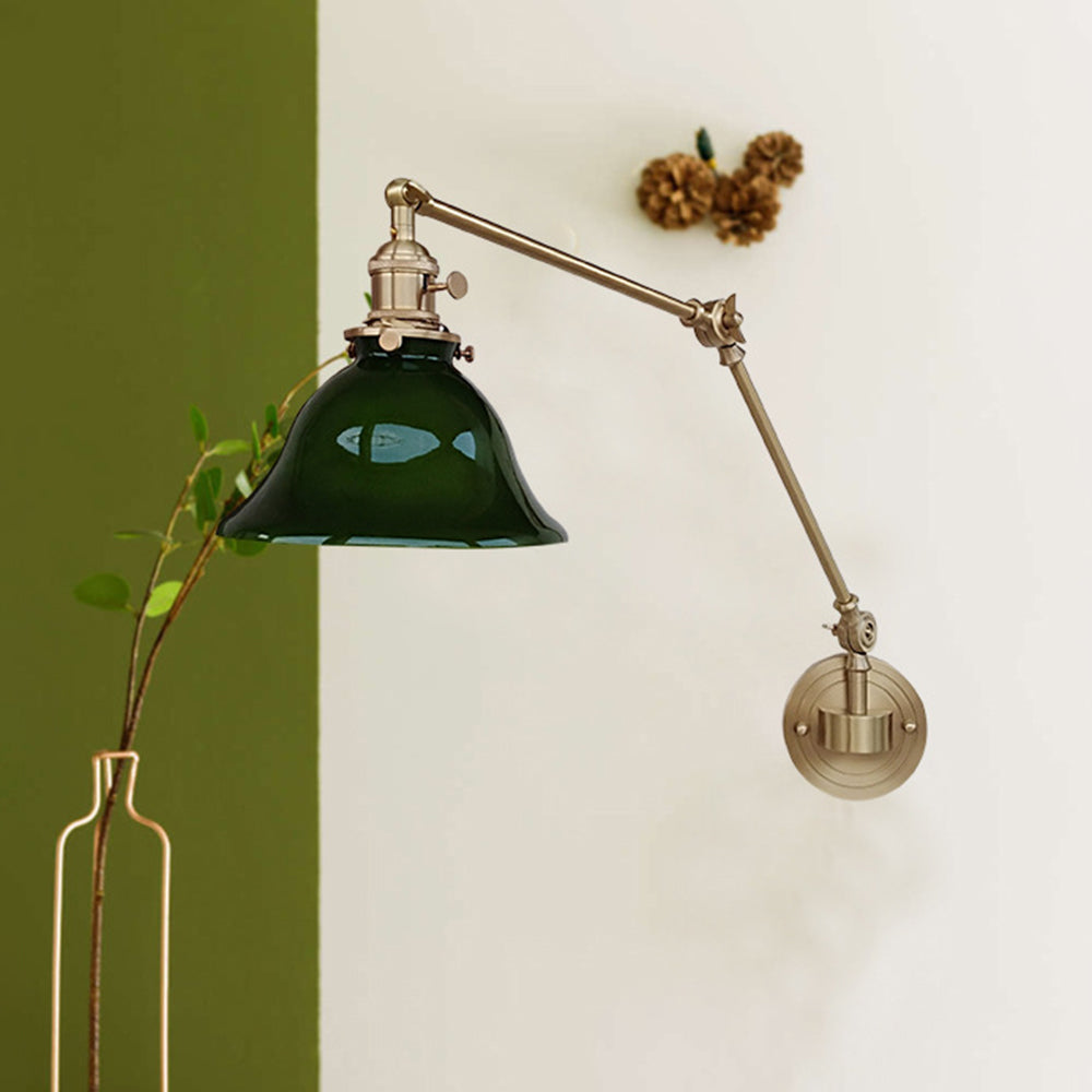 Lotuner Vintage Foldable Wall Lamp, Green/White