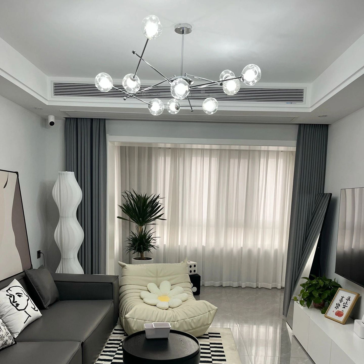Nenadok Modern LED Chandelier Chrome Glass Living Room/Bedroom