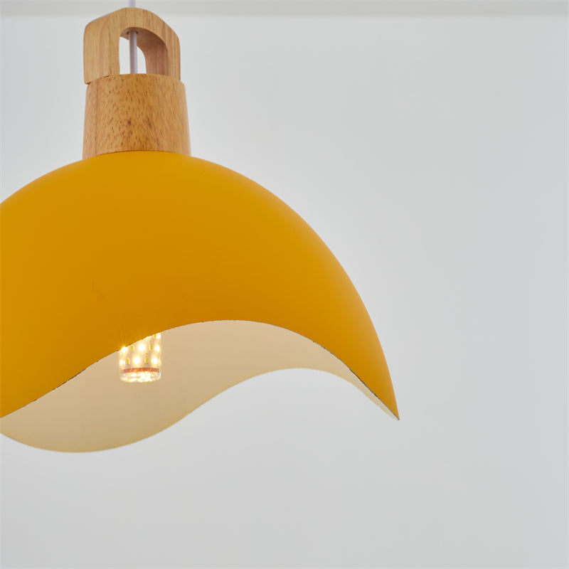 Hobokik Colorful Shade Single Pendant Lights, Wood & Metal