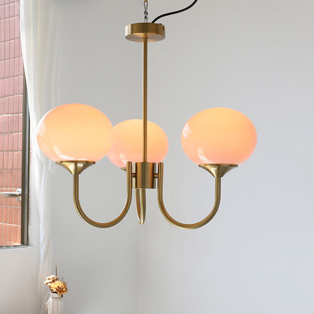 Zonepir Retro Art Deco Globe Chandelier, White/Pink/Beige