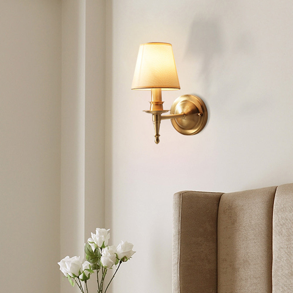Busenet Vintage Rustic Lantern Fabric LED Wall Lamp, Gold