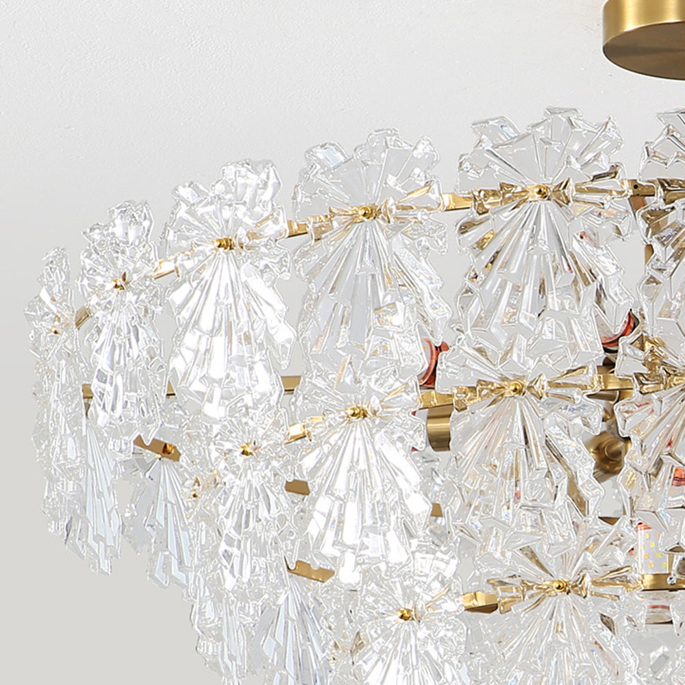 Fanimur Elegant Gold Pendant Light 3 Rings, Metal/Glass