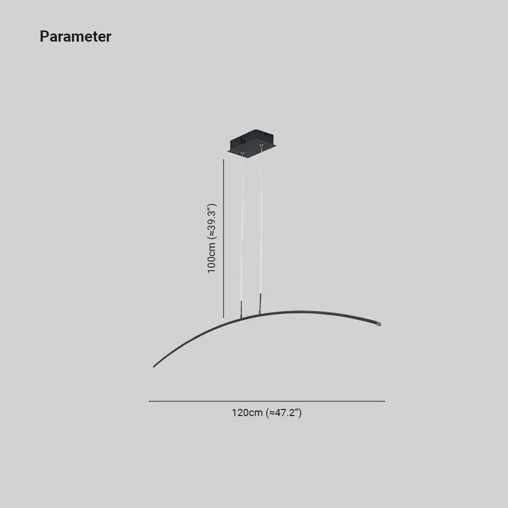 Rusenar Curved Linear Pendant Light for Dining Room, Black/White