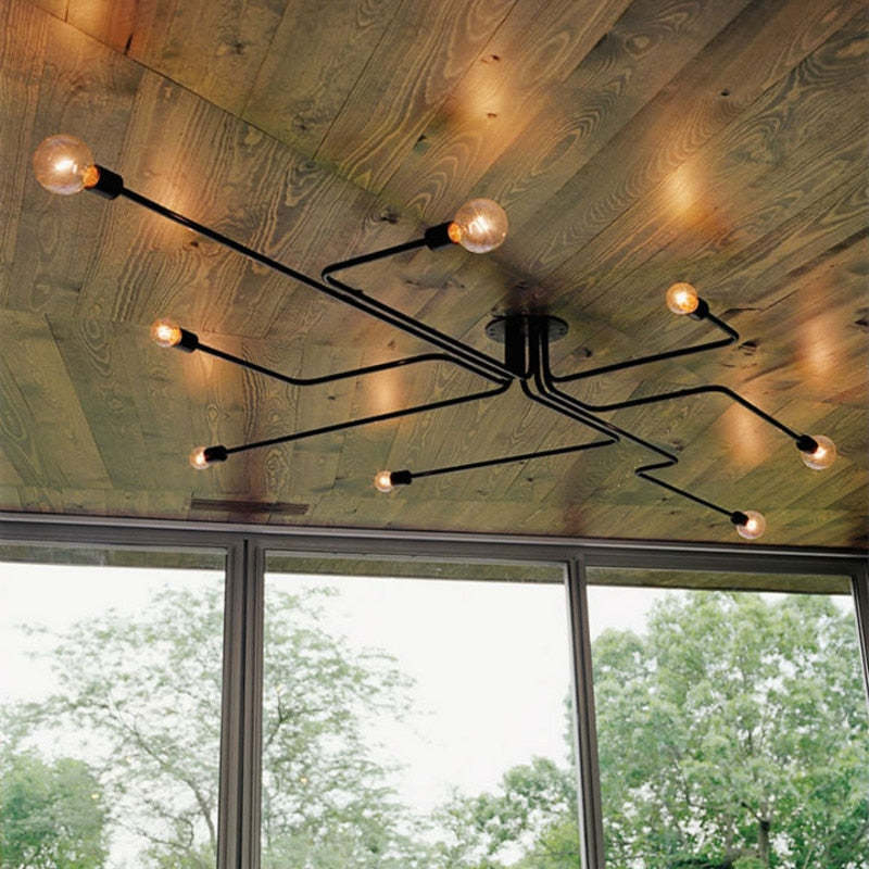 Divaline Vintage Modern Minimalist Industrial Metal Black Ceiling Lamp