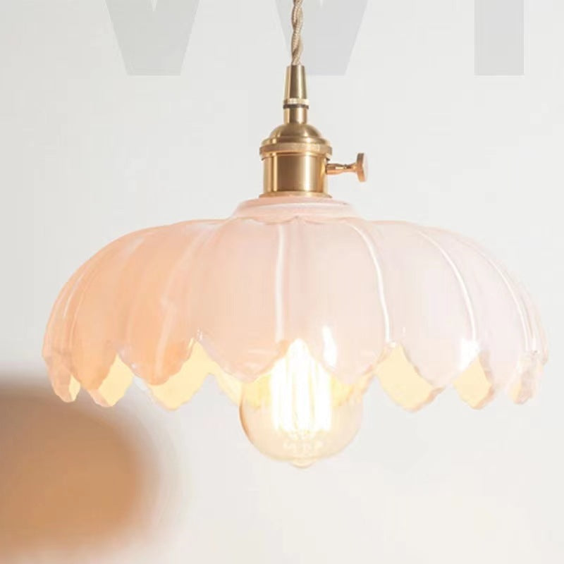 Rumibamo Retro LED Pendant Light Colourful Glass/Metal Flower Dining Room