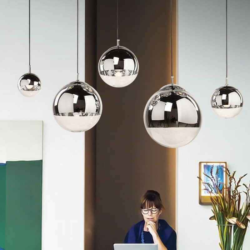 Telatuku Industrial Round Metal Glass Pendant Light Living Room