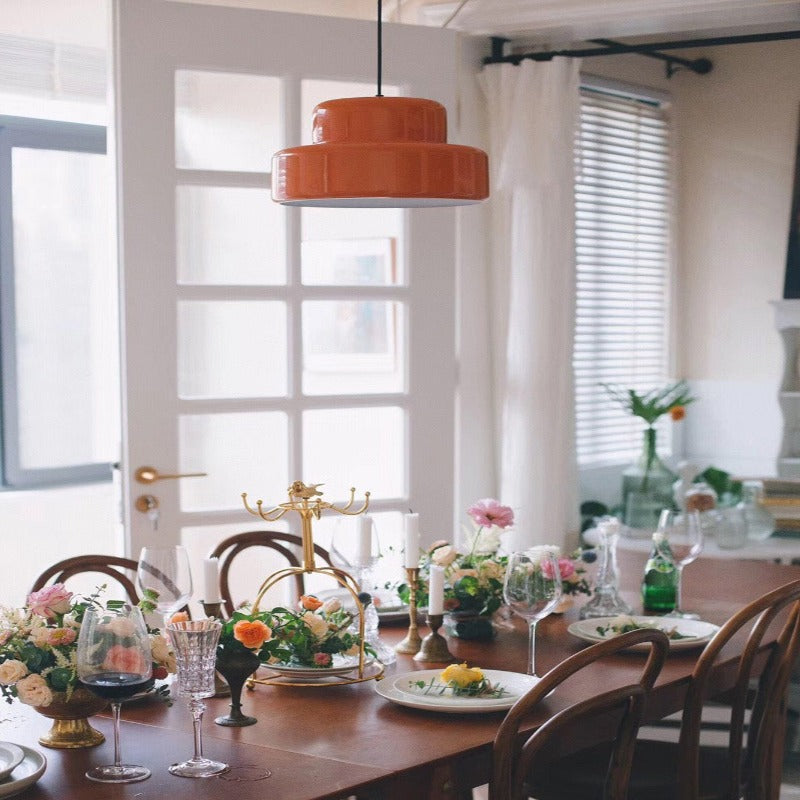 Tosogum Single Head Vintage Pendant Light Orange Metal Dining Room