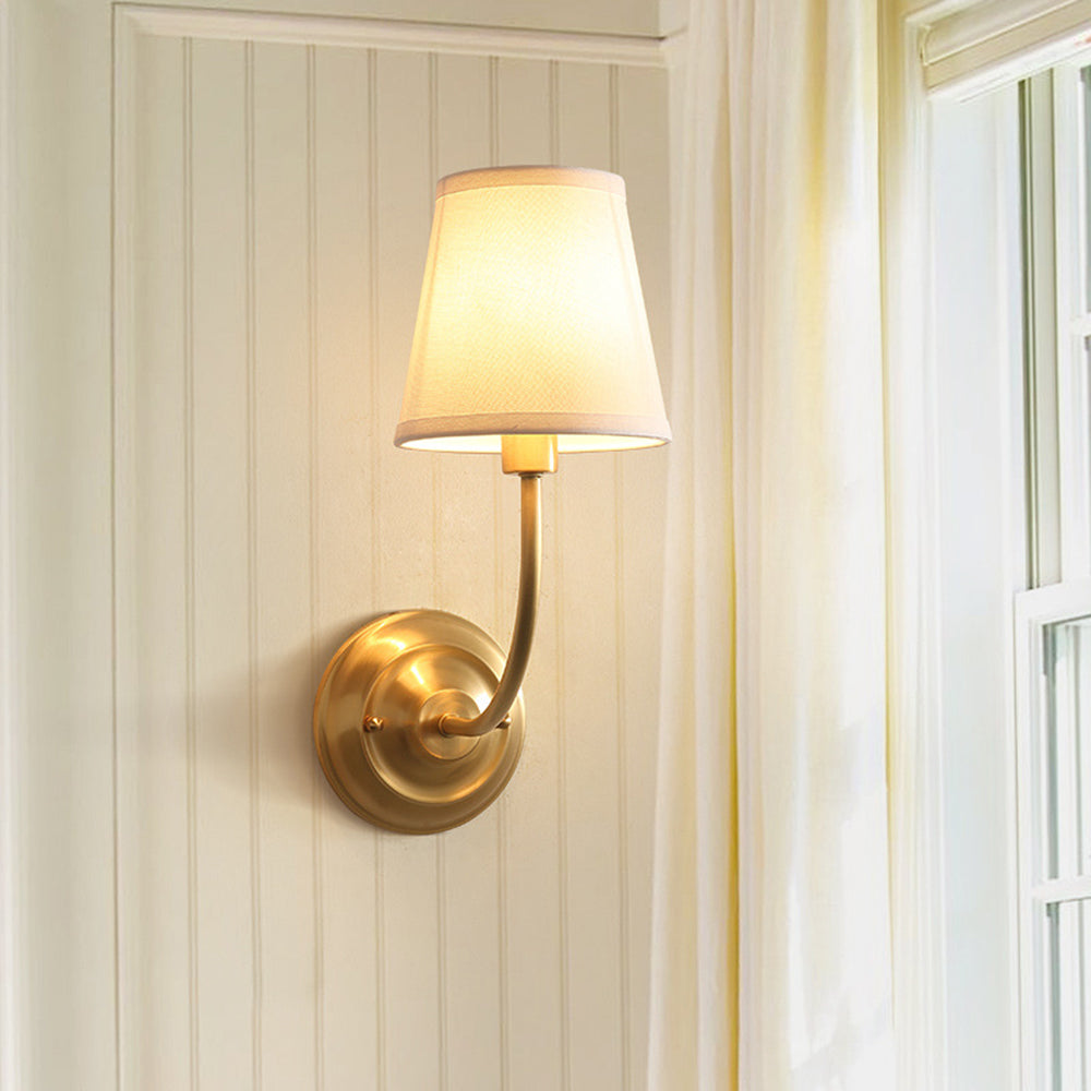 Busenet Vintage Rustic Lantern Fabric LED Wall Lamp, Gold
