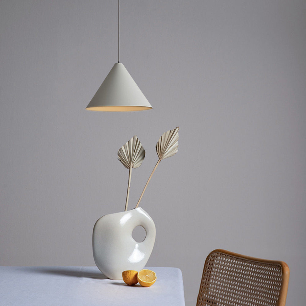 Fikones Minimalist Cone Metal Pendant Light, Grey