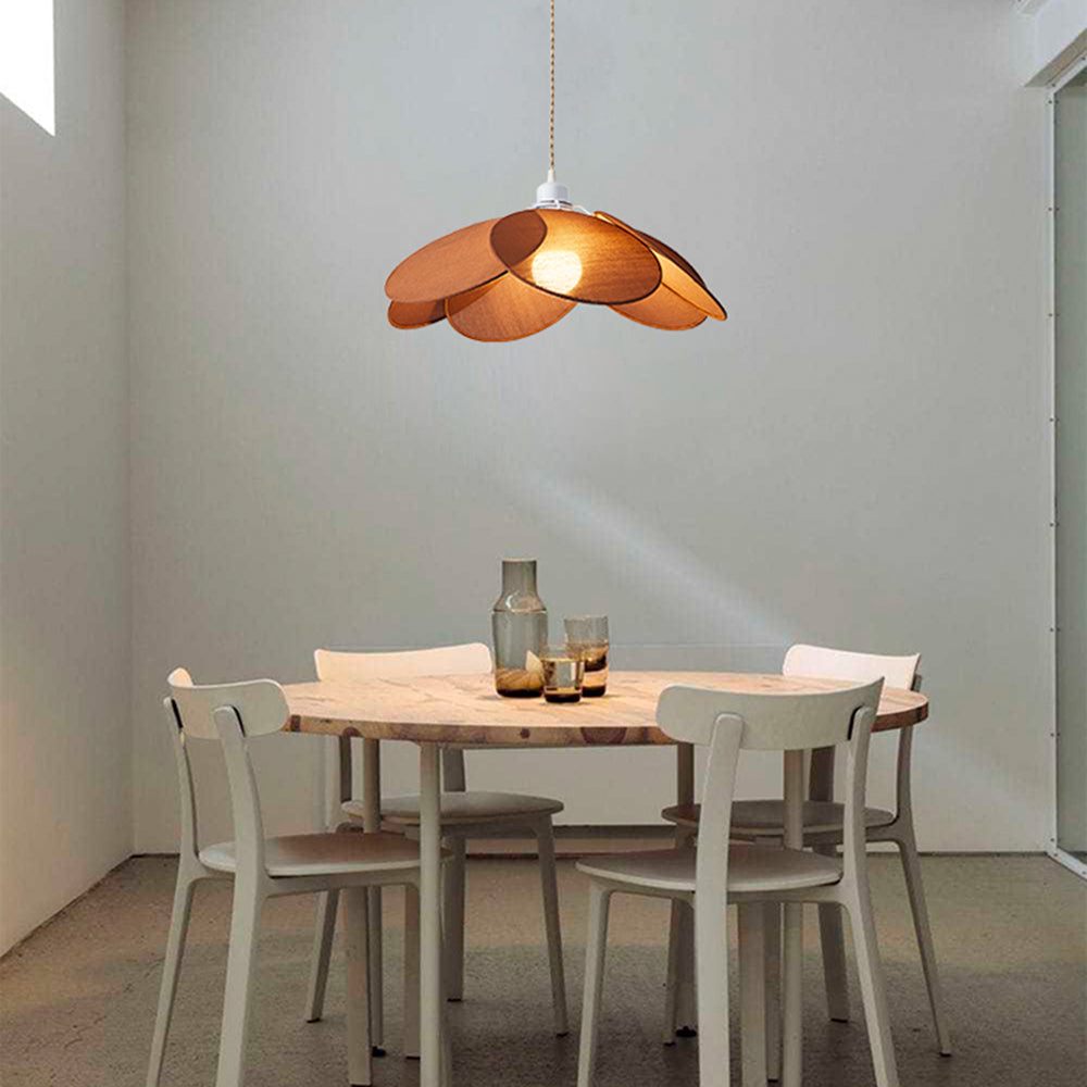 Wavikud Minimalist Fabric Flower Pendant Light, Orange/Brown/Beige