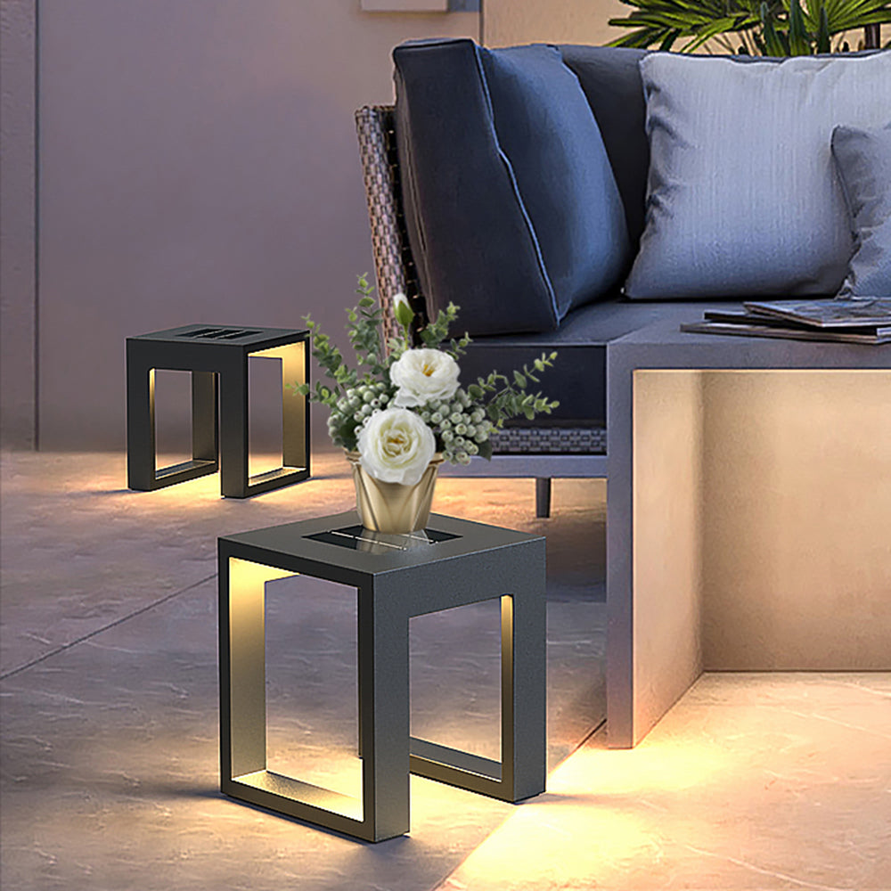 Zolibod Simple Hollow Cube Metal/ Outdoor Floor Lamp, Black