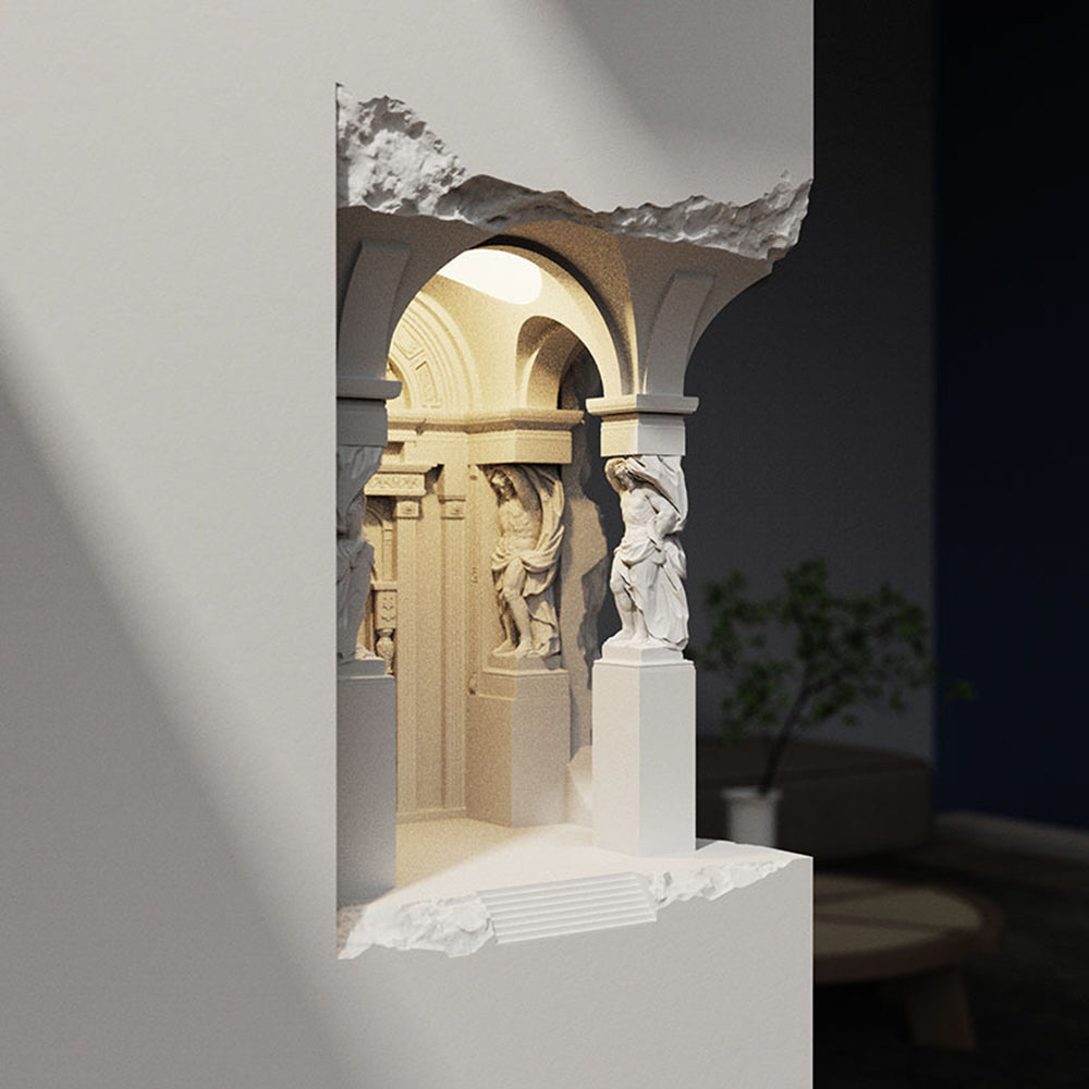 Natotuk Art Deco Flush LED Plaster Wall Lamp, White
