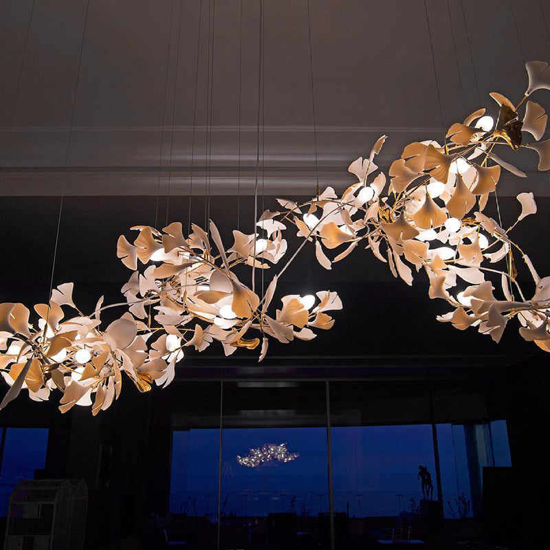 Navirin Luxury Ceramic Chandelier Large Foyer, Gingko leaf, Living Room