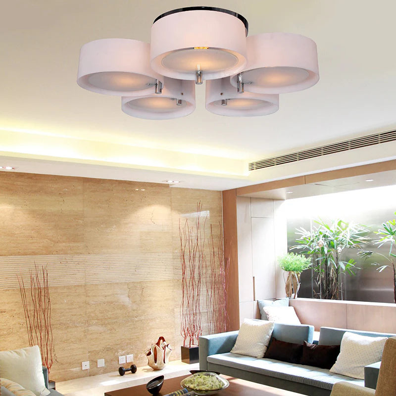 Winaredu Flush Mount Ceiling Light Glass White Modern Round Hallway