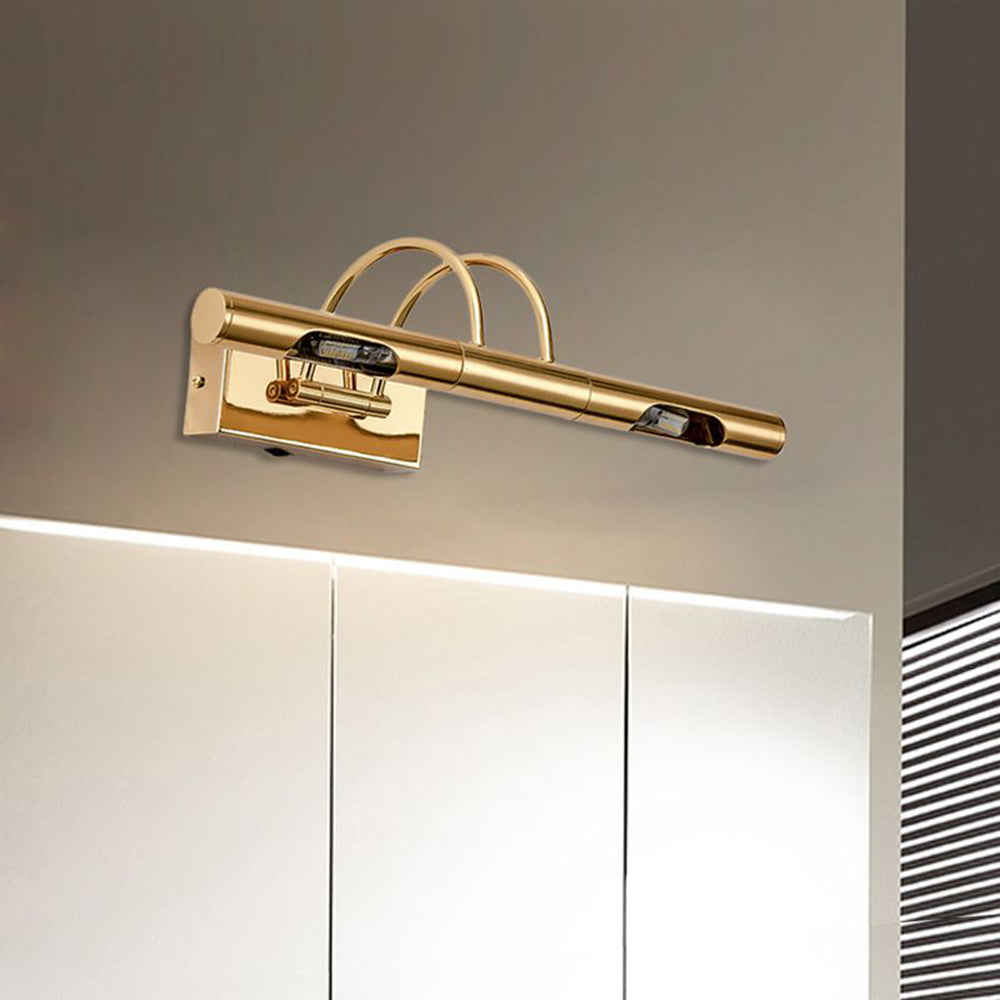 Susolom Retro Cylindrical Metal Wall Lamp, Gold, Bathroom