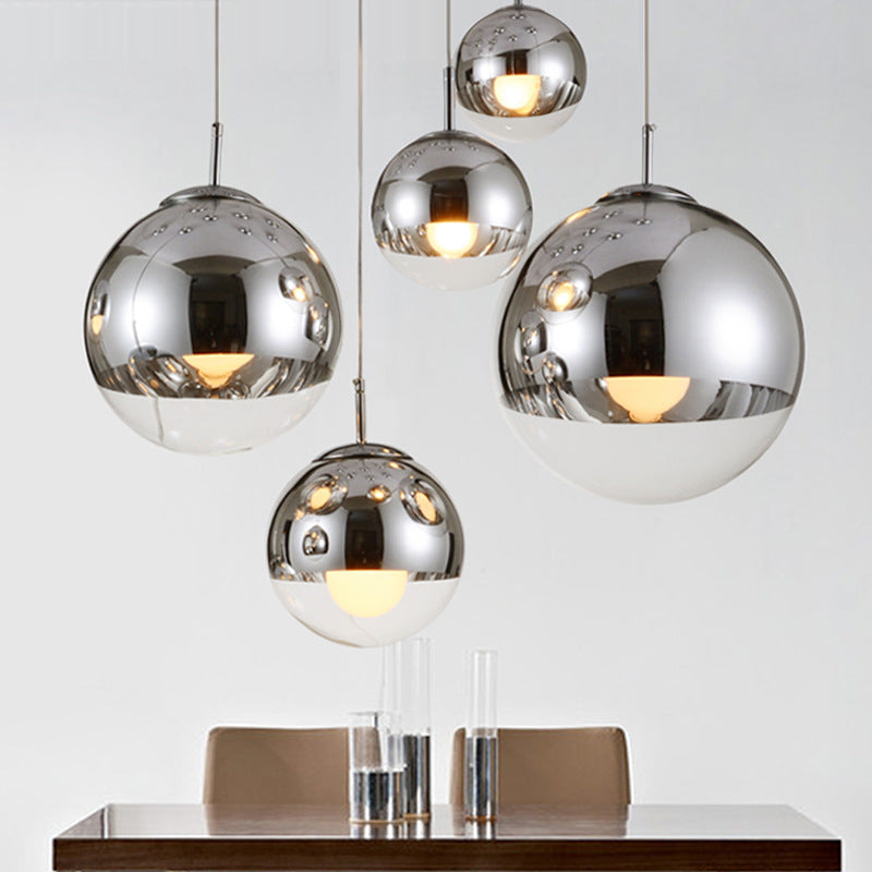 Telatuku Industrial Round Metal Glass Pendant Light Living Room