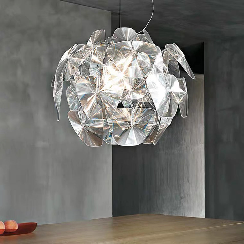 Ranaden Unique Diamond Flower Metal Pendant Light, Living Room