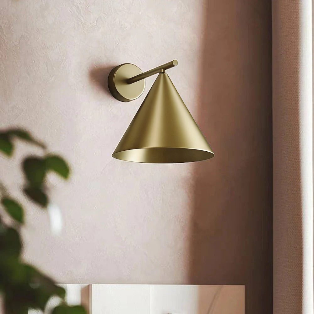Kisumit Modern Minimalist Cone Metal Outdoor Waterproof Wall Lamp,Black/Gold