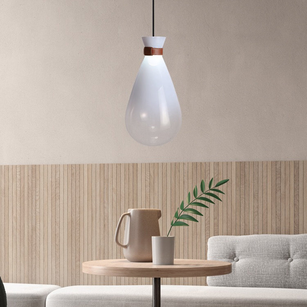 Jaroduk Minimalist Teardrop Shaped Glass Pendant Light, Smoke Gray/White