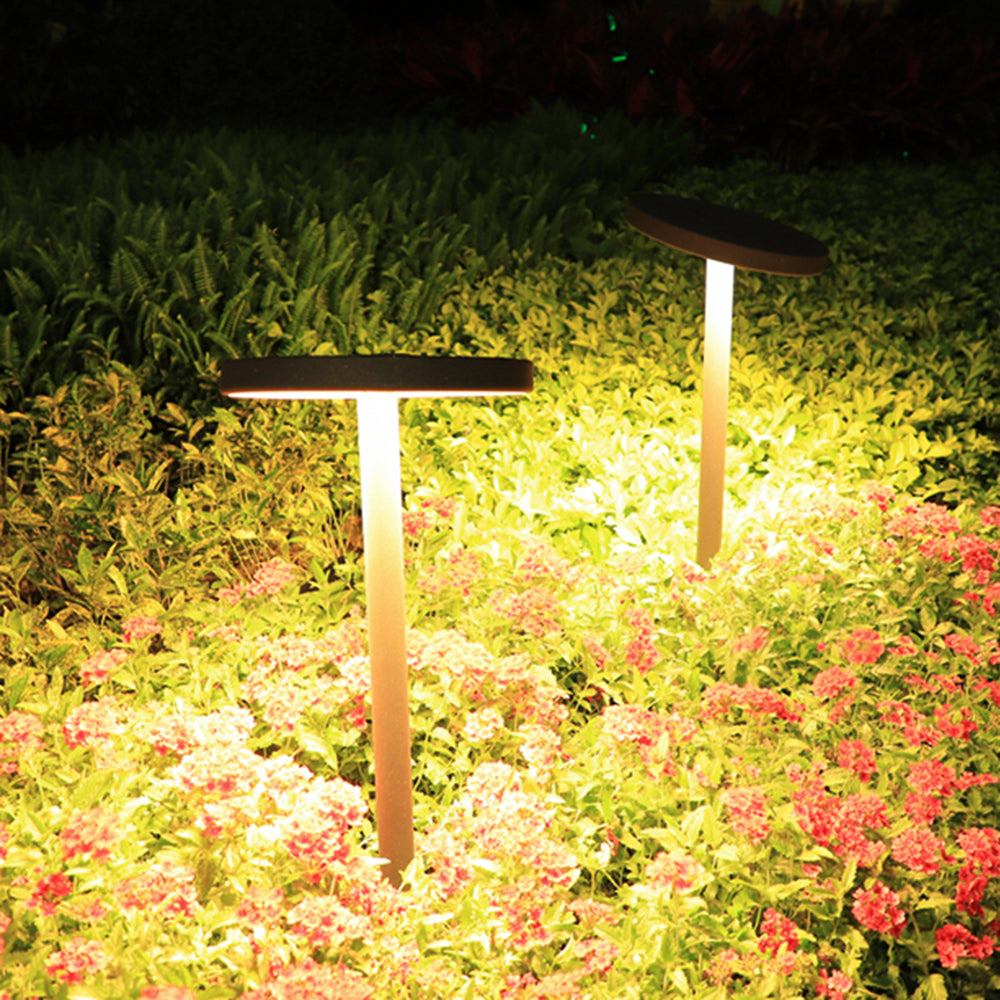 Maradek Modern Metal Disc Solar Outdoor Bollard Light, Black