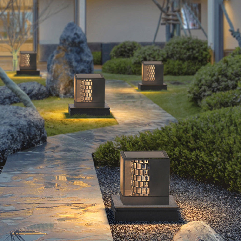 Hagisuk Modern Pattern Metal Outdoor Table Lamps, Black