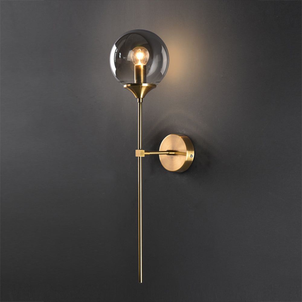 Bavitid Modern Globe Metal/Glass Wall Lamp, Gray/Amber/Clear/White