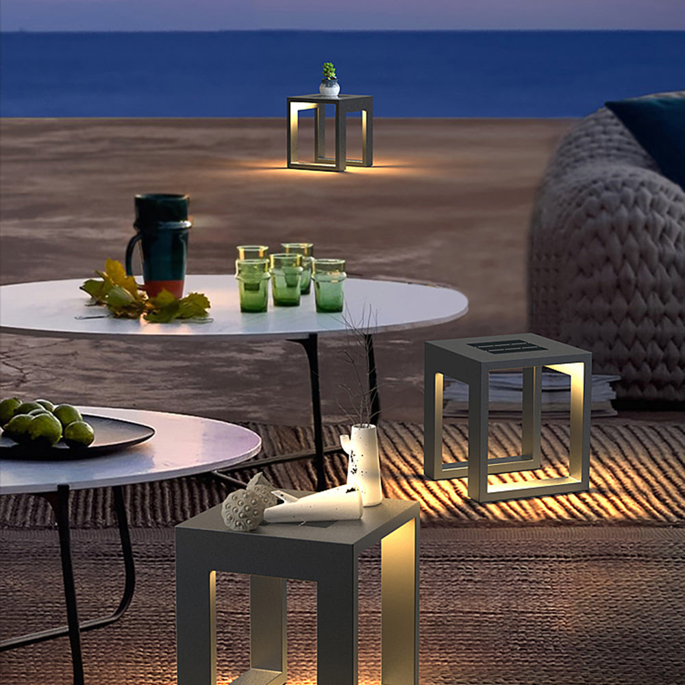 Zolibod Simple Hollow Cube Metal/ Outdoor Floor Lamp, Black