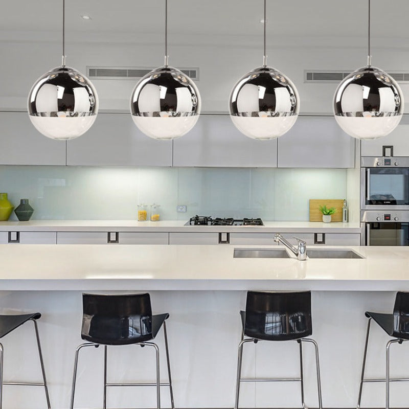Telatuku Industrial Round Metal Glass Pendant Light Living Room