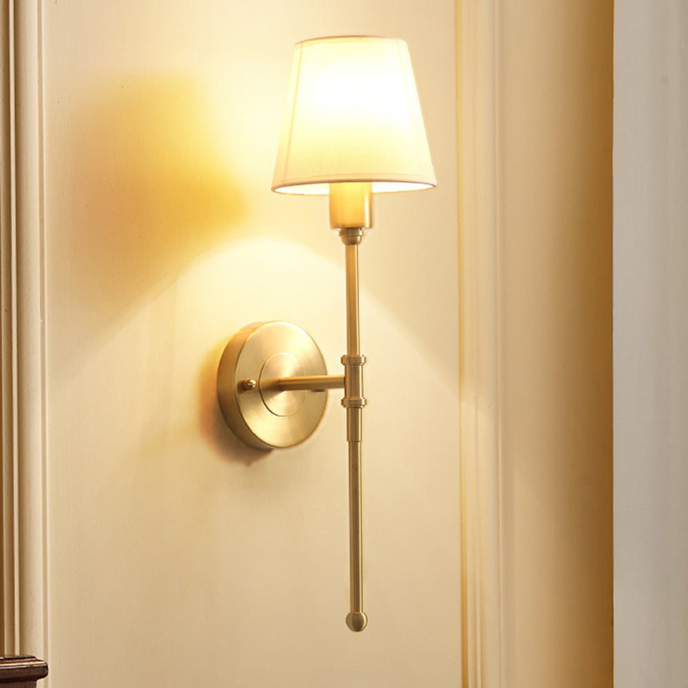 Busenet Vintage Rustic Lantern Fabric LED Wall Lamp, Gold