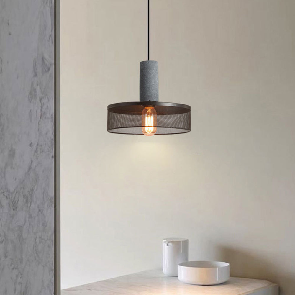 Vireth Pendant Light Industrial Cylindrical Cement/-Neutral Decor