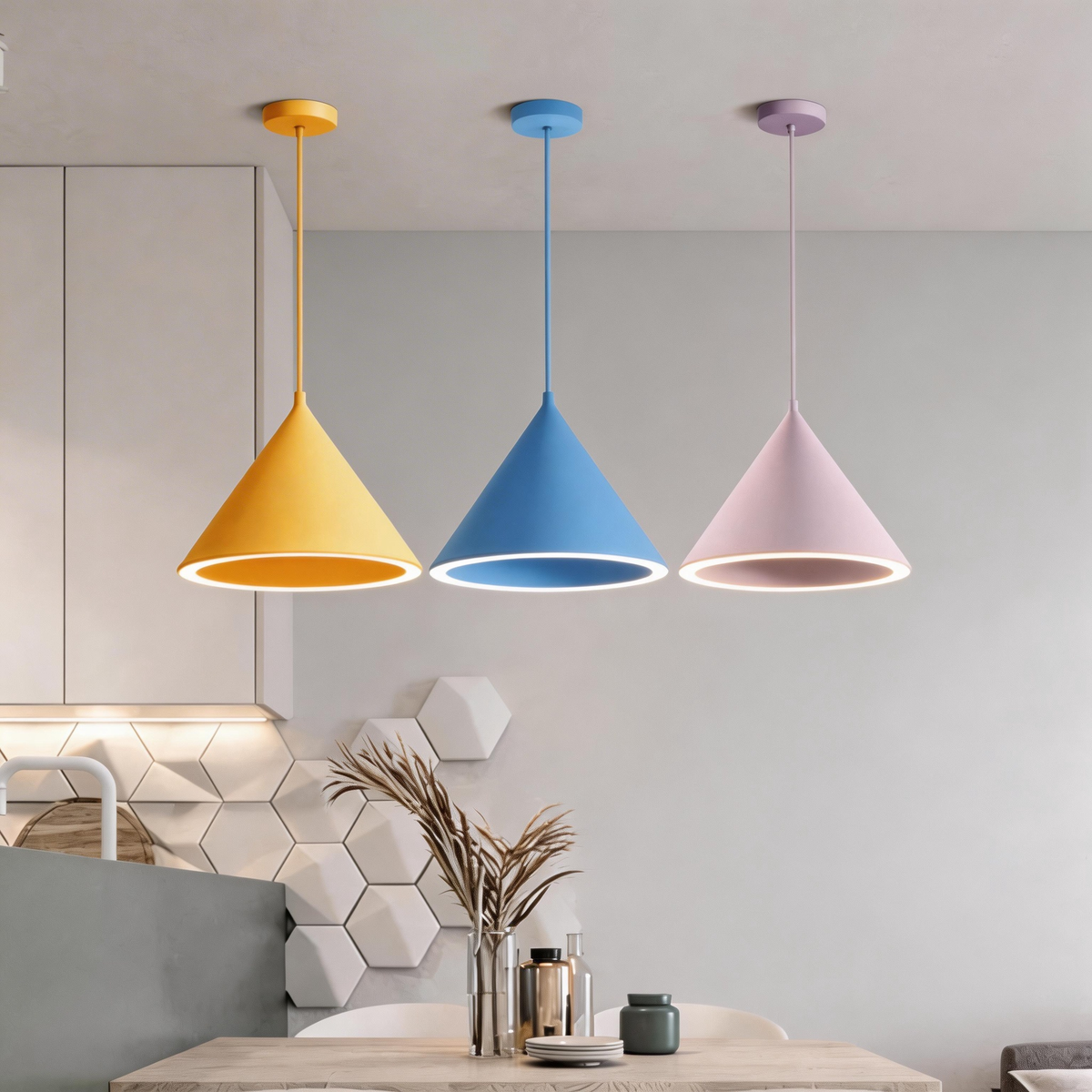 Nasapus Funnel-Shape Colourful LED Pendant Light