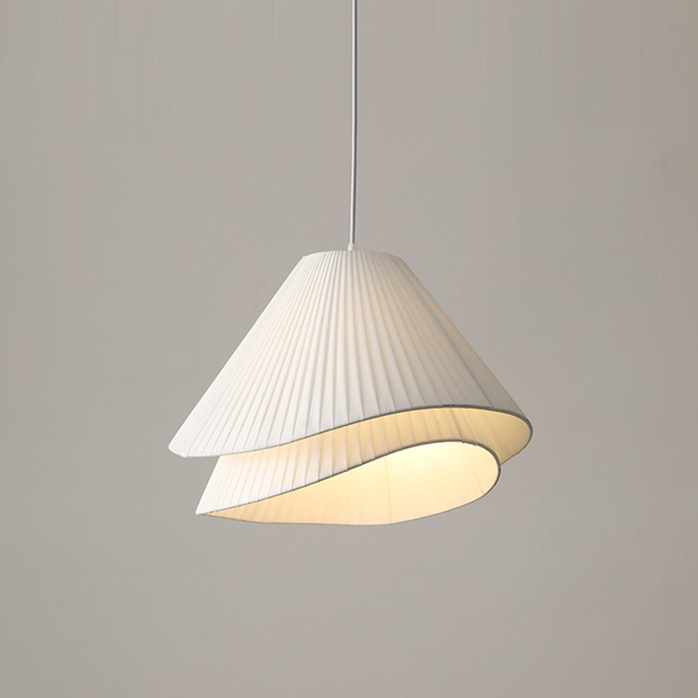 Libobir Minimalist Double Overlap Fabric LED Pendant Light, White