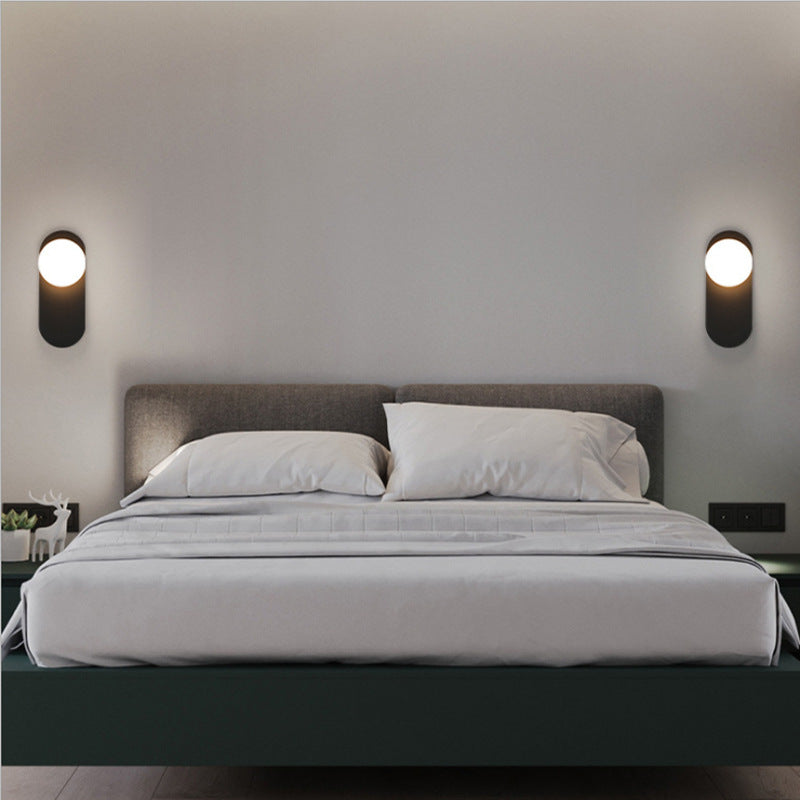 Gobulok Modern LED Wall Lamp Black/Gold Glass Bedroom/Living Room