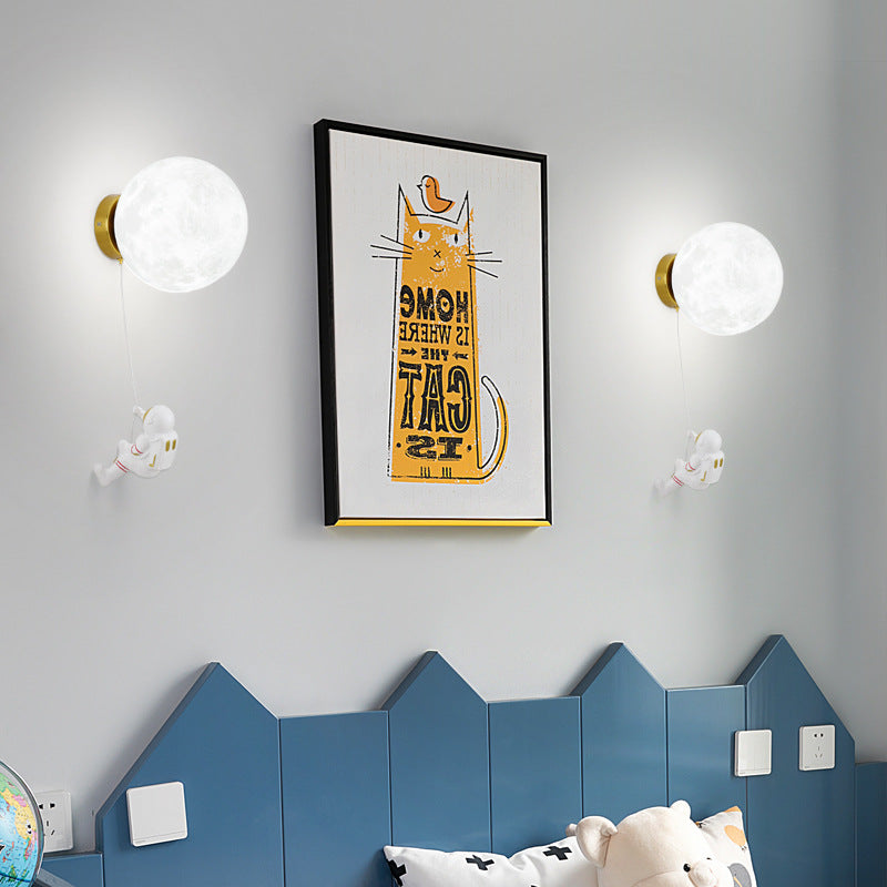 Dupivad Modern Moon LED Indoor Wall Lamp White Resin Kid's Room